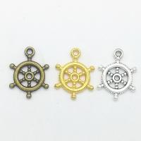Tibetan Style Ship Wheel & Anchor Pendant, plated, hollow, more colors for choice, nickel, lead & cadmium free, 20x17x1.80mm, Hole:Approx 1mm, 100PCs/Bag, Sold By Bag
