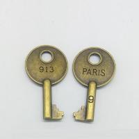 Cink ötvözet Key Medálok, Kulcs, antik bronz színű bevonattal, nikkel, ólom és kadmium mentes, 39x22x3.50mm, Lyuk:Kb 1mm, 100PC-k/Bag, Által értékesített Bag