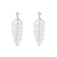 Resin Drop Earring with Plastic Leaf fashion jewelry & for woman Sold By Pair