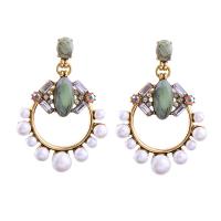 Zinc Alloy Drop Earrings with Plastic Pearl plated fashion jewelry & for woman & with rhinestone nickel lead & cadmium free Sold By PC