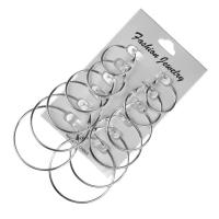 Zinc Alloy Hoop Earring plated 6 pieces & fashion jewelry & for woman nickel lead & cadmium free 25mm 30mm 35mm 40mm 45mm 50mm 6/Set Sold By Set
