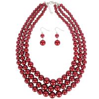Plastic Pearl Jewelry Set earring & necklace with 7cm extender chain for woman Length Approx 19 Inch Sold By Set
