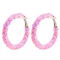 Zinc Alloy Hoop Earring with Sequins silver color plated for woman nickel lead & cadmium free 45*45mm 2/Lot Sold By Lot