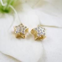 Brass Spacer Beads Star real gold plated DIY & with rhinestone nickel lead & cadmium free 9*8mm Approx 3mm Sold By Lot