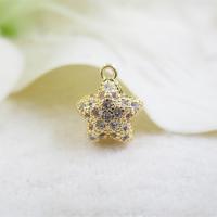Rhinestone Brass Pendants Star real gold plated DIY & with rhinestone nickel lead & cadmium free 8.5*10mm Approx 1mm Sold By Lot