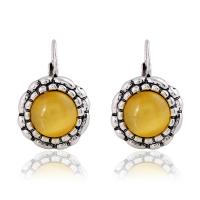 Zinc Alloy Drop Earring with Cats Eye fashion jewelry & for woman yellow nickel lead & cadmium free Sold By Set