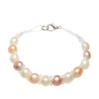 Freshwater Cultured Pearl Bracelet Freshwater Pearl with Glass Seed Beads brass lobster clasp Potato silver color plated for woman mixed colors Sold Per Approx 5.7 Inch Strand