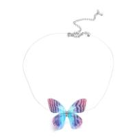 Zinc Alloy Choker Necklace with Fishing Line & Etamine Butterfly platinum color plated Korean style & for woman nickel lead & cadmium free Sold Per Approx 12.21 Inch Strand