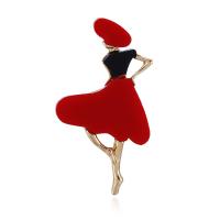 Zinc Alloy Brooches Girl gold color plated for woman & enamel nickel lead & cadmium free 42*36mm Sold By PC