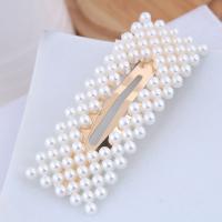 Hair Snap Clips Zinc Alloy with Plastic Pearl gold color plated & for woman 75*27mm Sold By PC