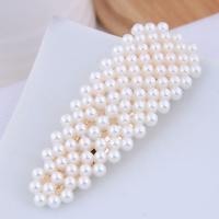 Hair Snap Clips Zinc Alloy with Plastic Pearl gold color plated & for woman 75*27mm Sold By PC