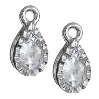 Zinc Alloy Pendants with Cubic Zirconia Teardrop silver color plated nickel lead & cadmium free Approx 1.5mm Sold By Lot
