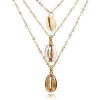 قذيفة القلائد, مع سبائك الزنك, ثلاث طبقات & مجوهرات الموضة & للمرأة, ذهبي, 23mm, تباع لكل تقريبا 22.0 بوصة حبلا