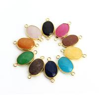 Gemstone Connector with Brass Flat Oval gold color plated & 1/1 loop Approx 2mm Sold By Bag