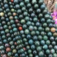 Blutstein Perlen Perle, rund, poliert, DIY & verschiedene Größen vorhanden, grün, Länge ca. 15 ZollInch, 10SträngeStrang/Menge, verkauft von Menge