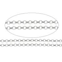 Rustfrit stål Oval Chain, Stainless Steel, forskellig størrelse for valg & oval kæde, oprindelige farve, nikkel, bly & cadmium fri, 100m/Spool, Solgt af Spool