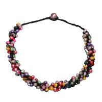 Natural Freshwater Pearl Necklace with Nylon Cord Potato for woman mixed colors Sold Per Approx 21.2 Inch Strand