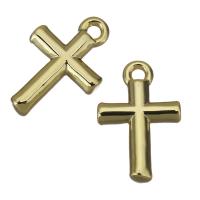 Brass Cross Pendants, gold color plated, nickel, lead & cadmium free, 8x12.50x2.50mm, Hole:Approx 1mm, Approx 200PCs/Lot, Sold By Lot