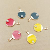 Zinc Alloy Enamel Pendants with ABS Plastic Pearl Table Tennis Racket gold color plated nickel lead & cadmium free Approx 1mm Sold By Bag