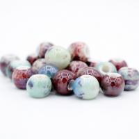 Porcelæn smykker perler, Runde, forskellig størrelse for valg, blandede farver, Hole:Ca. 2mm, Ca. 100pc'er/Bag, Solgt af Bag