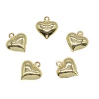 Pingentes de coração de bronze, cobre, cromado de cor dourada, níquel, chumbo e cádmio livre, 12x13mm, Buraco:Aprox 0.7mm, 100PCs/Bag, vendido por Bag