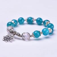 Natural Amazonite Bracelets ​Amazonite​ with Zinc Alloy silver color plated polished & for woman blue 10mm Sold Per Approx 6 Inch Strand