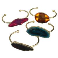 Brass Cuff Bangle with Agate plated & for woman nickel lead & cadmium free 32-67x16-32mm Sold By Strand