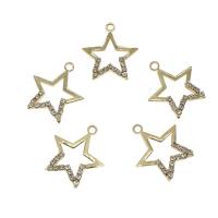 Rhinestone Brass Pendants Star gold color plated with rhinestone & hollow nickel lead & cadmium free Approx 1.2mm Sold By Bag
