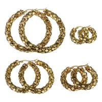 Stainless Steel Hoop Earring gold color plated & for woman Sold By Lot