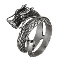 خاتم إصبع الرجل الفولاذ المقاوم للصدأ, تنين, مجوهرات الموضة & للرجل & أسود, 22mm, حفرة:تقريبا 5x7.5mm, حجم:7, تباع بواسطة PC