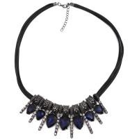 Crystal Zinc Alloy Necklace with PU Leather Cord & Crystal with 4.5cm extender chain gun black plated for woman & with rhinestone nickel lead & cadmium free Sold Per Approx 18.98 Inch Strand