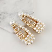 Alligator Hair Clip Zinc Alloy with ABS Plastic Pearl gold color plated & for woman nickel lead & cadmium free Sold By Lot