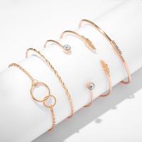 Zinc Alloy Bracelet Set bangle & bracelet gold color plated 5 pieces & Adjustable & for woman & with rhinestone nickel lead & cadmium free 65mm 67mm 70mm 180mm Sold By Set