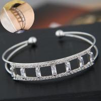 Zinc Alloy Cuff Bangle silver color plated for woman & with rhinestone nickel lead & cadmium free 53mm Sold By PC