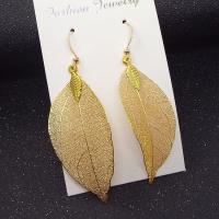 Iron Drop Earring Leaf plated vintage & for woman nickel lead & cadmium free Sold By Pair