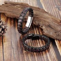 PU Leather Bracelet with Titanium Steel & for man Sold By PC