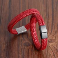 PU Leather Bracelet with Stainless Steel & for man Sold By PC