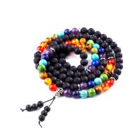 Energy Stone Wrap Bracelet with Gemstone & Lava plated Unisex multi-colored 6-8mm Sold Per 7.4 Inch Strand