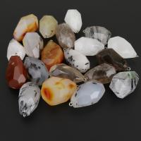 Quartz Gemstone Pendants with Natural Stone & Agate & Brass silver color plated mixed 20-29x36-43x20-29mm Approx 2mm Sold By Lot