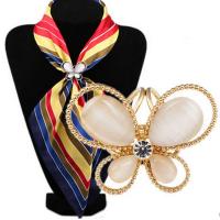 Zinc Alloy Scarf Buckle with Cats Eye Butterfly plated for woman & with rhinestone nickel lead & cadmium free Sold By Lot