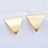 Brass Earring Stud Component Triangle gold color plated DIY & with loop nickel lead & cadmium free 19.5*21.5mm Sold By Lot