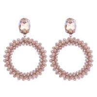 Crystal Drop Earring Donut handmade woven pattern & for woman 64mm Sold By Pair
