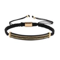 Brass Woven Ball Bracelets with Nylon Cord plated Unisex & adjustable & micro pave cubic zirconia nickel lead & cadmium free 160-210mm Sold By Strand