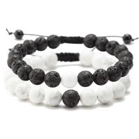 Lava Bracelet with Howlite Unisex & anti-fatigue & adjustable 8mm Length Approx 7.49 Inch Sold By Set