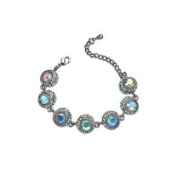 Zinc Alloy Bracelet silver color plated for woman & with rhinestone multi-colored nickel lead & cadmium free Sold Per Approx 6.23 Inch Strand