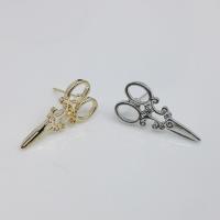Zinc Alloy Stud Earring Scissors plated Korean style & for woman nickel lead & cadmium free Sold By Lot