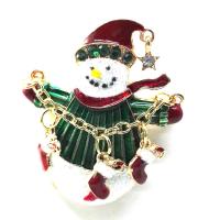 Zinc Alloy Brooch Snowman gold color plated Christmas Design & for woman & enamel & with rhinestone nickel lead & cadmium free Sold By Lot