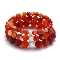 Red Agate Bracelets plated Unisex Sold Per 7.4 Inch Strand