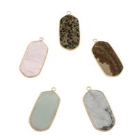 Pingentes em  jóias, misto de pedras semi-preciosas, with cobre, banhado, materiais diferentes para a escolha, 24x49x4mm, Buraco:Aprox 2mm, 5PCs/Bag, vendido por Bag