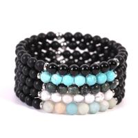Black Agate Bracelets with Gemstone plated & Unisex Length 7.2 Inch Sold By Lot